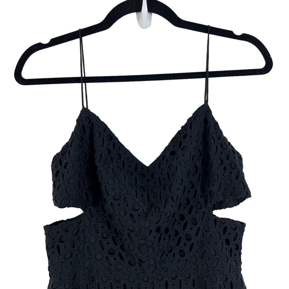 Nicholas | Midi Eyelet Cut Out Perforated Sheath Cocktail Dress Black Size 6 - Picture 4 of 9